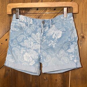 Gap Kid's Preowned Denim Blue Jean Paisley Shorts Midi Size 10 Regular Shorts